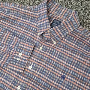 Brooks Brothers Oxford Long Sleeve Button Down Mens 2XL XXL Plaid Fit